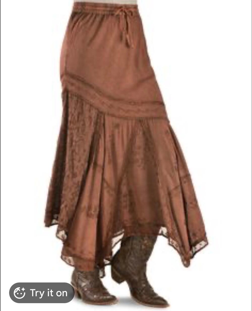 SCULLY HONEY CREEK Skirt Small Western Handkerchief Hem Elastic Waist Cooper NWT